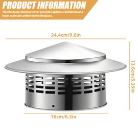 160 mm Inner Diameter Chimney Cover Chimney Cover Chimney Rain Cover Rain Hat Chimney Attachment Stainless Steel