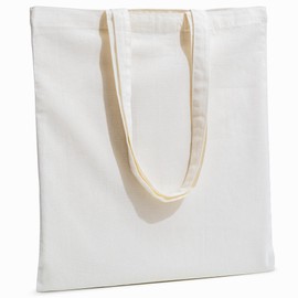Carrywell (Not Made In China) Cotton Canvas Totes Bulk, Reusable Grocery Shopping Bags, Blank Tote Bag For Promotions and Advertising, DIY, Organic Cloth (6 Pack, White)