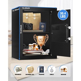 2.8 Cu Ft Safe for Home Documents, Digital Security Safe Box with LED Sensor Light & Emergency USB-C Cable, Removable Shelf for Money Jewelry Valuables