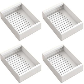 4pack Pull Out Under Sink Organizer – Expandable Sliding Cabinet Shelf for Kitchen, Bathroom, Pantry – Heavy Duty Metal Storage Rack for Cleaning Supplies and Bottles (White, 12.5-19.6 x 21 Inch)