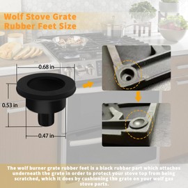Allstare 815689 Grate Rubber Feet for Wolf CT Gas Cooktop, GR Series Gas Range Burner Grate Pad Range Parts Wolf Gas Cooktop Burner Grate Feet Bumpers Also Fit Other Brand Stove 8 Pack