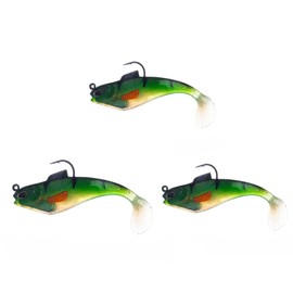 Soft Plastic Fishing Lures Set, 5 Realistic Colors, Bass Bait Collection (Green)