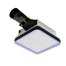 Akicon Bathroom Exhaust Fan with Light, 50-80-100 CFM DC Motor, 1.2 Sones Vent Fan, 3CCT LED Light 2700K/4000K/5500K with 7W Night Light Quiet Energy Saving Bathroom Ceiling Fan, Black.