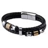 LUCKMAN Pulsera Hombre de Cuero y Acero, Baño de Oro