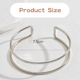 Hebterrka Minimalist Bangle Layered Bangle Bracelet Upper Bangle, silver