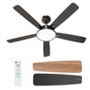 TALOYA 52 Inch Black Ceiling Fans with Lights Led Remote