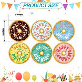 Dunzoom 60 Pcs 3 Inches Medieval Mod Happy Birthday Stickers Donut Birthday Badge Stickers for Donut Party Decorations Classroom Birthday Theme Party Holiday Event Gift Supplies