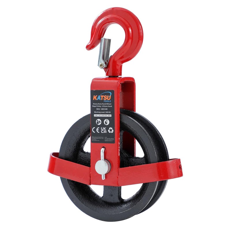 KATSU Tools Gin Wheel 125mm with Swivel Hook Scaffolding Pulley