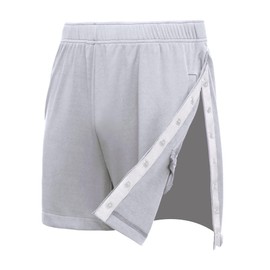 Deyeek Men's Snap Tear Away Shorts Athletic Breakaway Shorts Adaptive Post Hip Knee Surgery Recovery Shorts with Pockets, Grey, Small