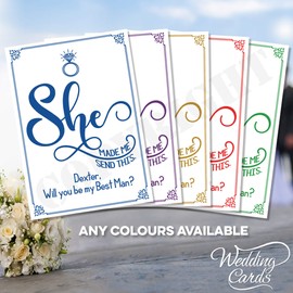 FUNNY She made me send this Will you be my Best Man Groomsman Usher Page Boy Ring Bearer Mate (Kraft Paper 280 gsm, Foldable Card)