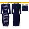 VFSHOW Womens Navy Blue Geometric Chevron Print Notch V Neck