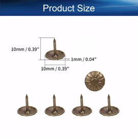 Heyiarbeit Upholstery Nails Tacks 0.39" Head Dia Iron Vintage Style Metal Round Thumb Push Pins 0.39" Height for Furniture Decoration Chair Hardware Cork Board Sofa Headboards Bronze Tone 100Pcs