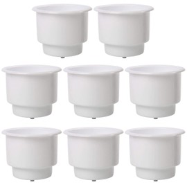 DasMarine ( Set of 8 White Recessed Plastic Cup Drink Can Holder with Drain for Boat Truck Car and More (White, 8 Pack)