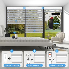 Motorized Zebra Blinds with remote, 90%Blackout Dual Layer Automatic Blinds, Rechargeable Horizontal Wireless Electric Shades for Windows Compatible with Alexa Google (Fine Lines Grey, 36" W x 72" H)