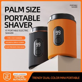 Mini Electric Shaver - Type-C Fast Charging, LED Digital Display, 18 Precision Steel Blades, Trendy Dual Color Mini Design,Portable Powerful Waterproof Electric Razor for Travel Office Business Trip