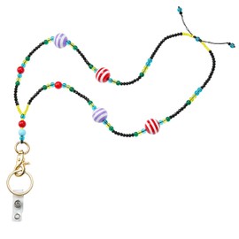 LEGENTLISUR Teacher Lanyard with ID Holder Cute Chunky Beaded Lanyard Fashion Keychain Lanyards for Women Cruise Nurse ID Badges and Keys