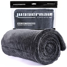 ProFibers Juggernaut 1600 GSM Car Drying Towel, Holds 13 lbs, Extra Large 38x24 Microfiber Drying Towels Car Detailing, Twisted-Loop, Streak/Scratch-Free, 70/30 Blend (Gray)
