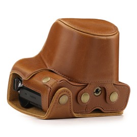 MegaGear MG1347 Olympus OM-D E-M10 Mark III (14-42mm) Ever Ready Leather Camera Case and Strap - Light Brown