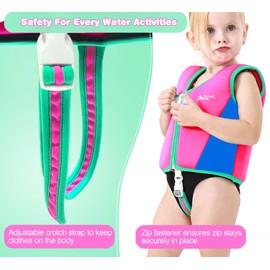 OMYAFL Toddler Swim Vest Kids Floaties Boys Girls Swim Float Jacket Buoyancy Swimwear (Pink/Blue, Large(4-6yrs/45-60lbs))