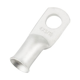 25Pcs 4 AWG 5/16" Stud Tinned Copper Ring Terminals Battery Cable Ends Wire Lugs 4 Gauge Battery Cable Lugs Heavy Duty Cable Lugs Bare Copper Eyelets Tubular Ring Terminal Connectors