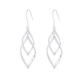 14K Gold Dangle Earrings for Women Trendy Double Spiral Drop Statement Dangly Earrings, Unique Twisted Wave Dangling earingrings infinity Jewelry…