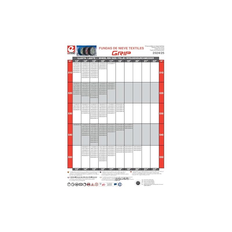 Grip – Textile Snow Chains Size No. 520, Black