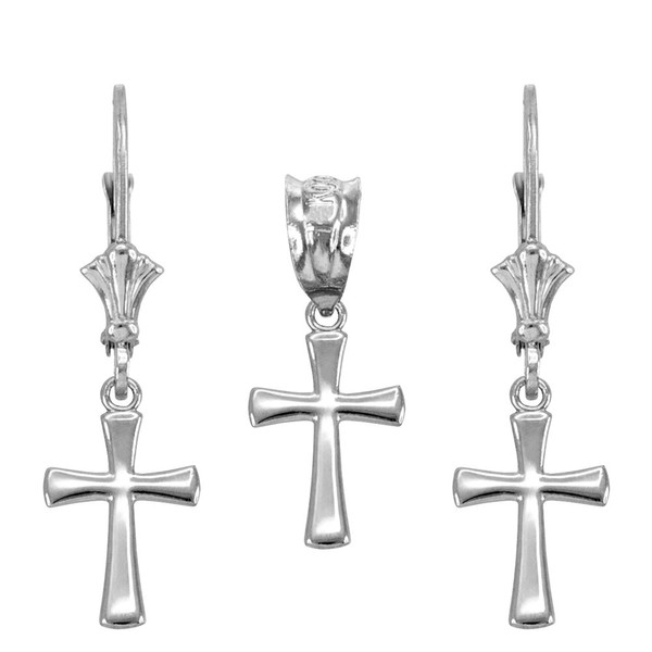 Claddagh Gold Religious Jewelry Rounded Mini Cross Charm Pendant and