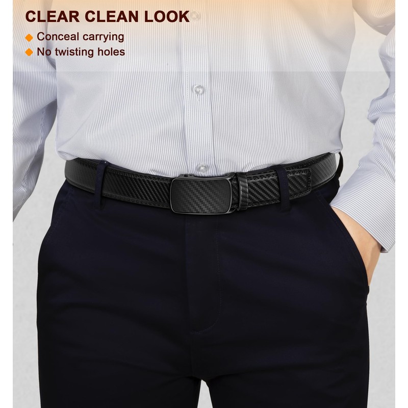 BULLIANT Men's Ratchet Belt Nontrimmable-Click Belt Adjustable for Men Gift