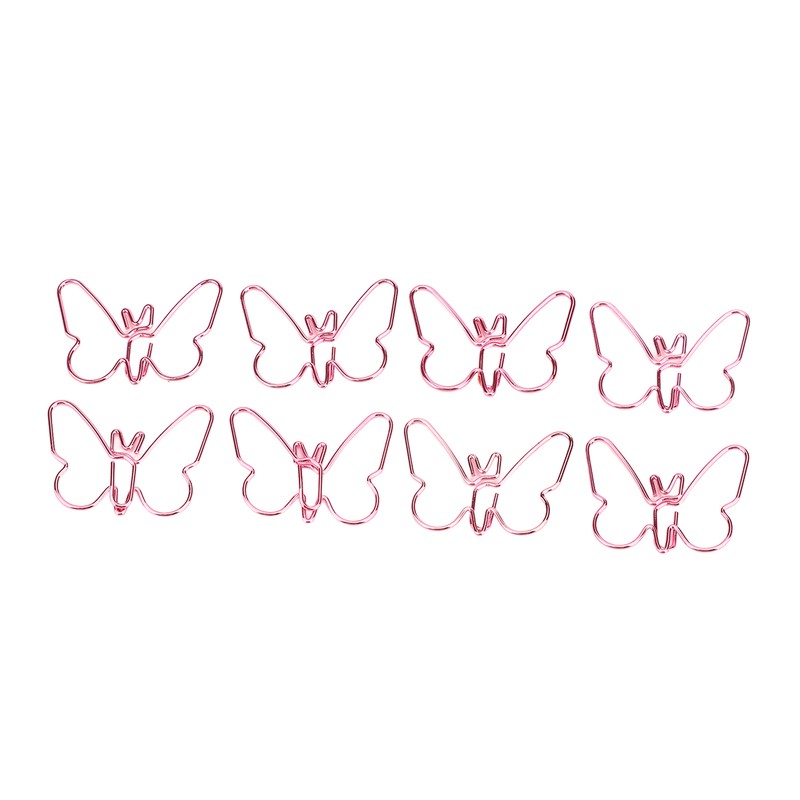 50Pcs Pink Butterflies Paperclip Cartoon Color Plating Innovative Cute Paperclips