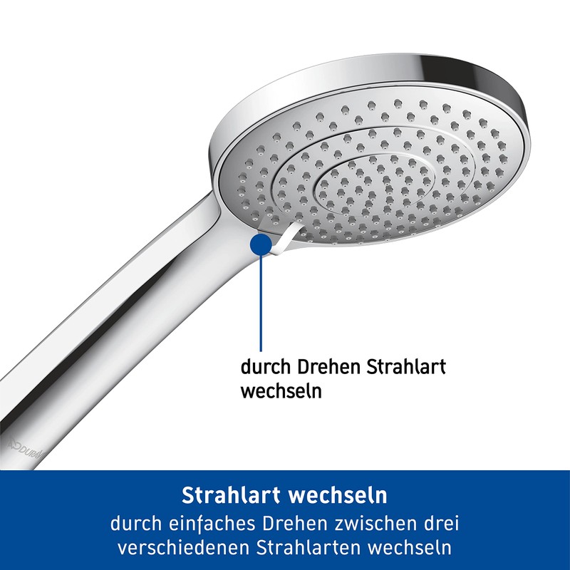 Duravit Universal Shower Head with 3 Jet Types (Rain, Intense