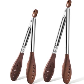 Wooden Tongs for Cooking - 9" & 12 Inch Nonstick Natural Walnut Wood Tongs