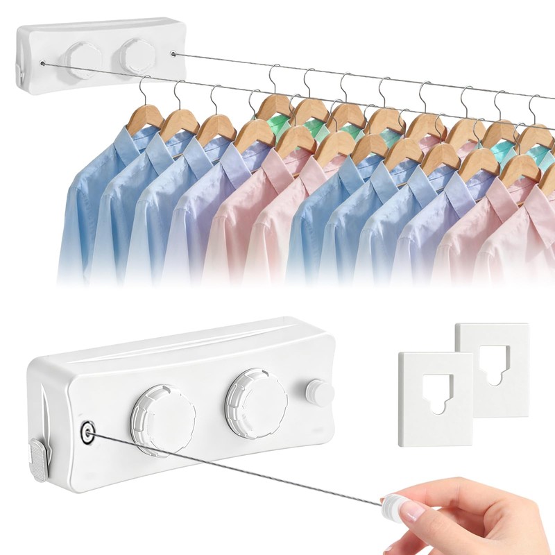 GAESHOW Retractable Washing Line Hanging - Wall Mounted Non-Sagging Washing