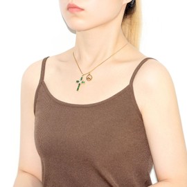 Vivaday Elegant CZ Cross Pendant with Adjustable Stainless Steel Chain, Inspirational Faith Cross Necklace, Perfect for Birthdays or Christian Gatherings - YA4784