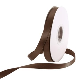 Rebower - Cinta de satén de 300 pies, cinta gruesa de seda de grogrén de doble cara, [para envolver regalos, lazos para el cabello, bodas, pasteles, flores] - 3/8 pulgadas (1 cm)/café