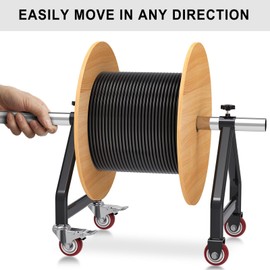 Insaga Wire Spool Rack Portable Cable Caddy with Wheels, Wire Spool Holder, Wire Spool Caddy, Wire Dispenser, Wire Reel Caddy up to 28'' diameter and holds up to 220lbs Capacity