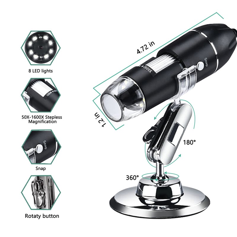 Wireless 3-in-1 Digital Microscope Handheld USB HD Inspection Camera 50x-1600x