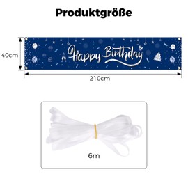 GoldRock Happy Birthday Banner Blue Decoration, Birthday Banner Blue, Happy Birthday Background, Birthday Decoration Man Woman, Background Birthday Girl Boy, Happy Birthday Garland Blue 210 cm x 40 cm