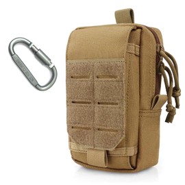 Molle Pouches for Men EDC Utility Tactical Belt Phone Bag for Molle Plate Carrier Vest Backpack Duty Belt Accessories Multicam Gear Organizer Small Pouch (DE-TAN)