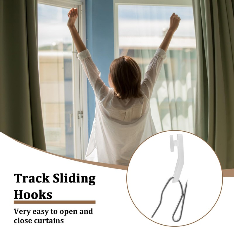 Aifeier ET 50 Pcs White Traverse Rod Slide Curtain Track