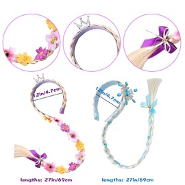 Headband Princess Braid, Girls Wigs Hair Rope, Long Hair Rapunzel Braids Hair Accessories, Wig Princess Wig Braid, for Children with Artificial for Fairy Tales, Carnival, Theme Party (Pink)