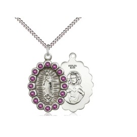 Bliss Sterling Silver Our Lady of Guadalupe Medal Pendant Necklace 18" Chain GiftBox
