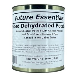 Future Essentials Dehydrated Scalloped Potatoes, Uncooked – #10 Can, 16 oz – 25-Year Shelf Life – Sliced, Shelf-Stable, Long-Term Emergency Food Storage – Survival & Prepping Supply – Grown and Packaged in the USA