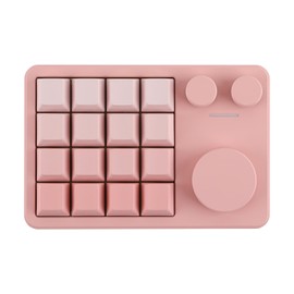 KiiBOOM Cybrix 16 VIA Programmable Macro Pad - 16 Keys + 3 Knobs, Type-C Wired Aluminum Numpad, Hot-Swappable PCB, RGB Backlight, Lightweight & Portable Numeric Keypad for Windows & Mac (Pink)
