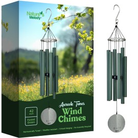 Nature’s Melody Aureole Tunes Wind Chimes – Outdoor Windchime with 6 Tubes Tuned to C Pentatonic Scale, 100% Rustproof Aluminum, Powder Finish & S Hook Hanger for Sympathy, Memorial Gift or Zen Garden
