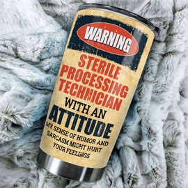 MEDROC Sterile Tech Tumbler Stainless Steel 20oz, Attitude Sterile Processing Tech Gift For Birthday Christmas, Sterile Processing Tech Gifts For Women Men Coworker, Sterile Tech Tumbler Wrap