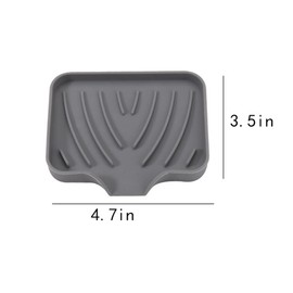 WELANGBN 1 Pack Silicone Soap Dish with Drain, Kitchen Sink Sponge Holder, Self Draining Bar Soap Holder for Shower Bathroom Kitchen Counter Sink, Keep Soap Dry, Easy to Clean, Grey