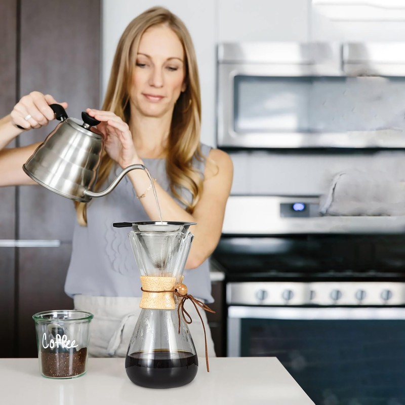 Pour Over Coffee Dripper Slow Drip Paperless Coffee Filter, Double