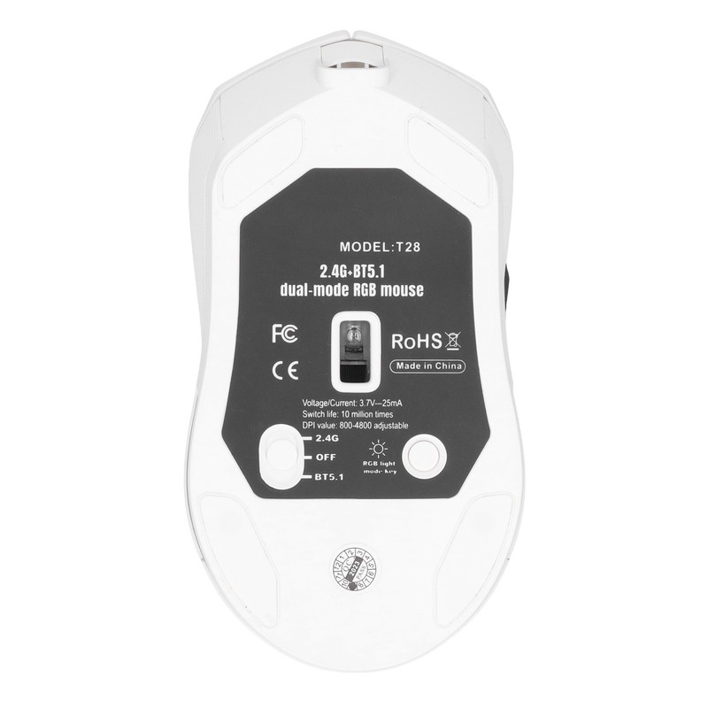 Wireless Mouse 2.4G Or BT5.1 Adjustable DPI Hollowed Out RGB