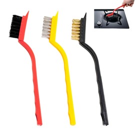 GHPKOTW Pack of 3 Brass Brush, Steel Brush, Copper Brush, Wire Brush, Small Brass Brush, Small Wire Brush for Cooker Cleaning and Gap Cleaning (3 Types of Brushes)