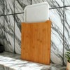 Bamboo Kitchen Cutting Board with Sliding White Tray, Heavy-Duty Food